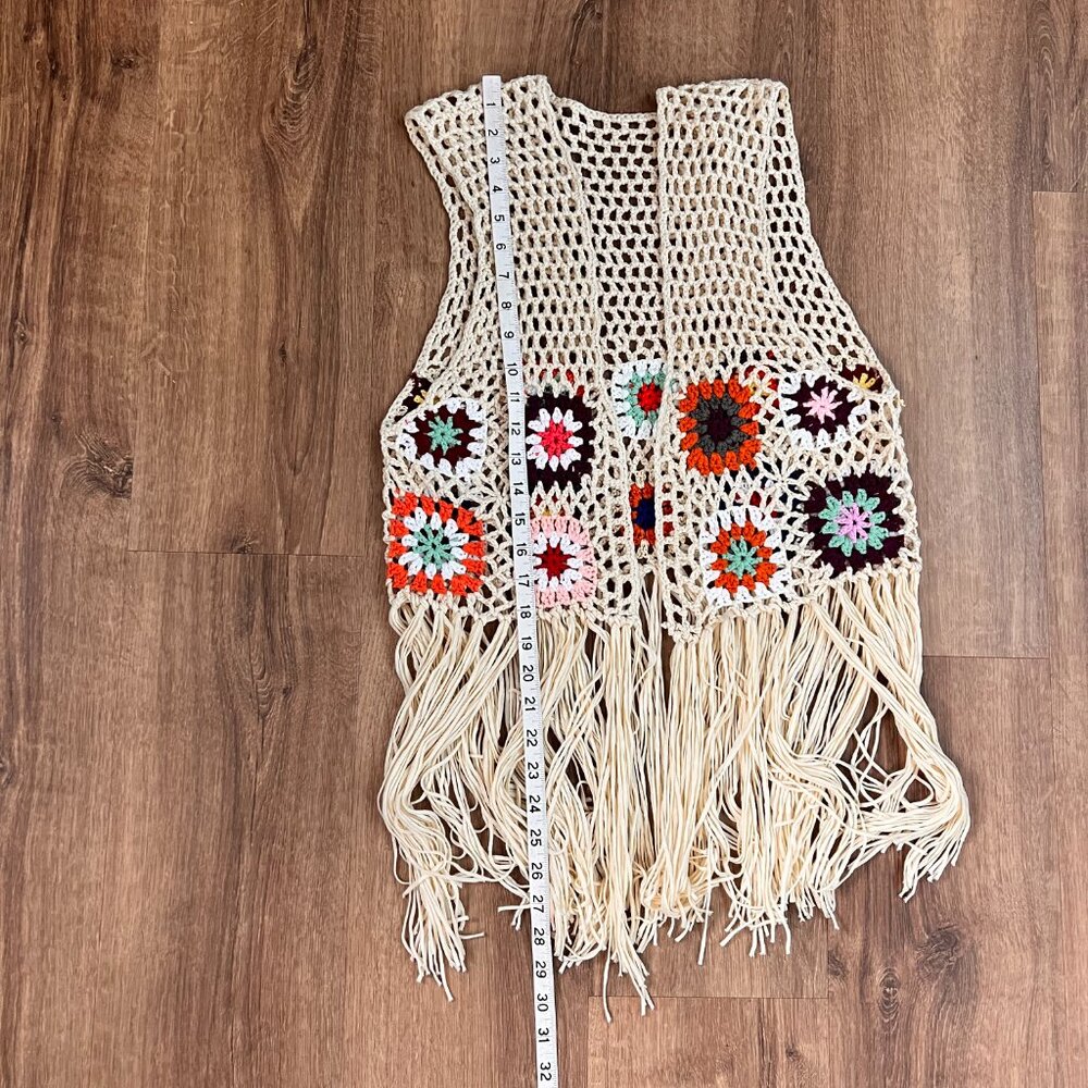 Granny Square Crochet Paul McCartney Sweater Vest Edith Handmade Sz M - Picture 5 of 9